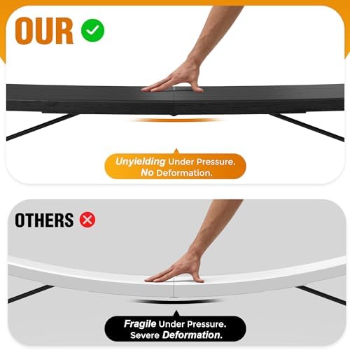 8 Ft Plastic Folding Table, Heavy Duty Portable Table for Indoor & Outdoor, Wood Grain Desktop & 400lbs Weight, alternate
