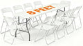 8 FT Plastic White Folding Table Chairs Set for Banquet, 11-Piece