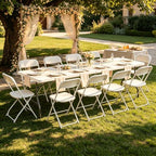 8 FT Plastic White Folding Table Set with 10 White Folding Chairs, alternate view 2