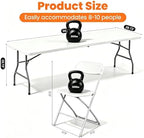 8 FT Plastic White Folding Table Set with 10 White Folding Chairs, alternate view 3