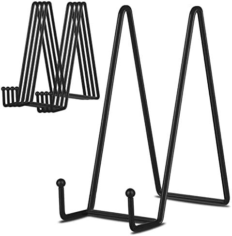 8 Inch 5 Pack Black Metal Display Stands Plate Stand Plate Holder Display Stands for Picture, Decorative Plate