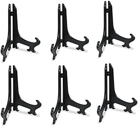 8 Inch Black 6pcs/Set Plastic Easels Plate Display Stands Picture Frame Stand Holder in Black