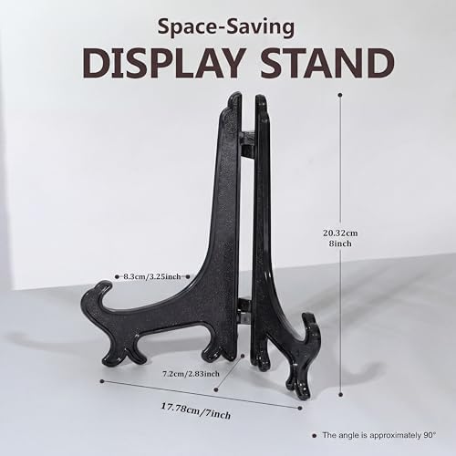 8 Inch Black 6pcs/Set Plastic Easels Plate Display Stands Picture Frame Stand Holder in Black, alternate view 2