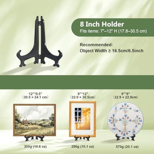 8 Inch Black 6pcs/Set Plastic Easels Plate Display Stands Picture Frame Stand Holder in Black, alternate view 3