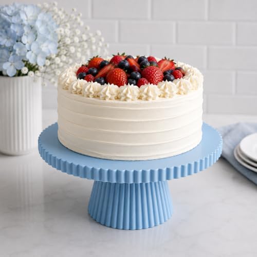 8 Inch Cake Stand, Pink Dessert Pedestal Stand for Parties & Display (Blue) in Blue