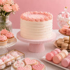 8 Inch Cake Stand, Pink Dessert Pedestal Stand for Parties & Display in Pink, alternate view 2