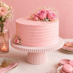 8 Inch Cake Stand, Pink Dessert Pedestal Stand for Parties & Display in Pink, alternate view 3