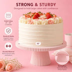 8 Inch Cake Stand, Pink Dessert Pedestal Stand for Parties & Display in Pink, alternate view 4