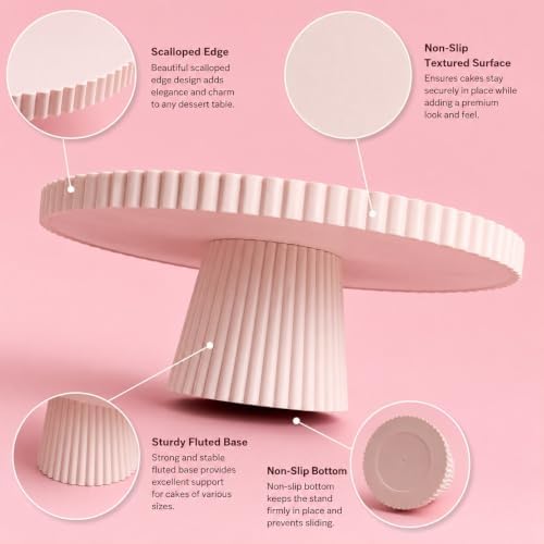 8 Inch Cake Stand, Pink Dessert Pedestal Stand for Parties & Display in Pink, alternate view 6
