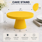 8 Inch Cake Stand, Pink Dessert Pedestal Stand for Parties & Display (Yellow) in Yellow, alternate view 2