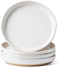 8 Inch Ceramic Salad Plates Set of 4, Modern White Appetizer Plates for Kitchen, Small Dessert Plates, Microwave