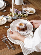 8 Inch Ceramic Salad Plates Set of 4, Modern White Appetizer Plates for Kitchen, Small Dessert Plates, Microwave, alternate