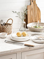 8 Inch Ceramic Salad Plates Set of 4, Modern White Appetizer Plates for Kitchen, Small Dessert Plates, Microwave, alternate