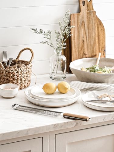 8 Inch Ceramic Salad Plates Set of 4, Modern White Appetizer Plates for Kitchen, Small Dessert Plates, Microwave, alternate