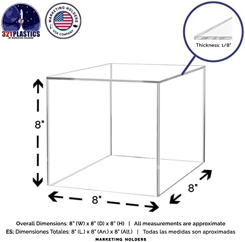 8 Inch Clear Acrylic Display Box Versatile Square No Lid Plexiglass Retail Product Storage Bin or Merchandise, alternate view