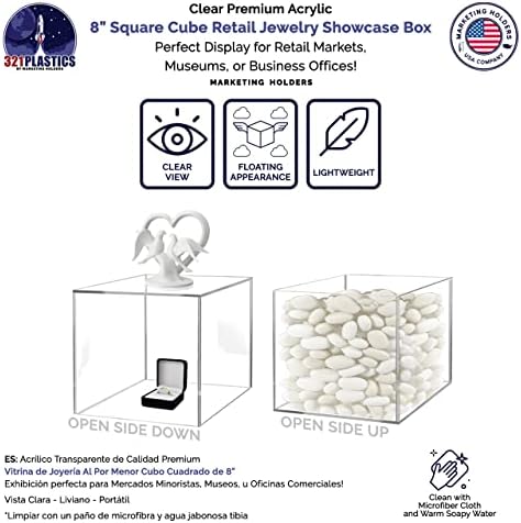 8 Inch Clear Acrylic Display Box Versatile Square No Lid Plexiglass Retail Product Storage Bin or Merchandise, alternate view
