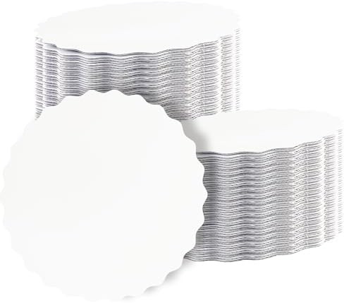8 Inch White Wave Cake Boards Round 15-Packs Circles Rounds Base Food-Grade Cardboard Wave Cake Plate(Thinner