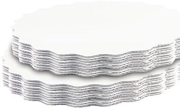 8 Inch White Wave Cake Boards Round 15-Packs Circles Rounds Base Food-Grade Cardboard Wave Cake Plate(Thinner, alternate view