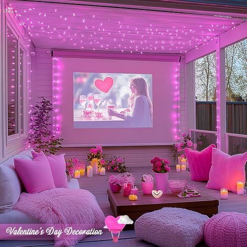 8 Modes 163ft 500 LED Pink Christmas Lights with Remote, alternate view 5
