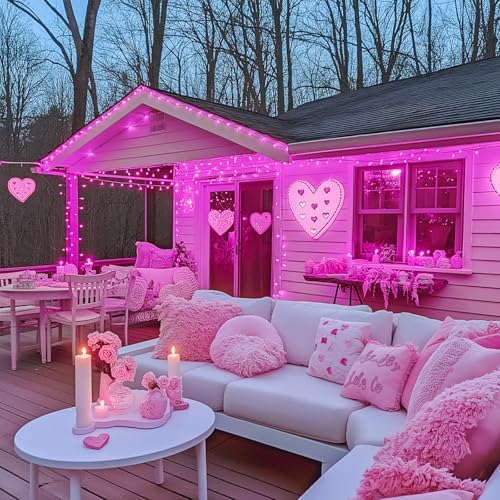 8 Modes 163ft 500 LED Pink Christmas Lights with Remote, alternate view 6
