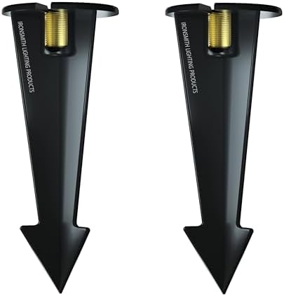 8" Outdoor Light Stake in Black Finish - Support Light Fixture Spikes, Universal Use, Resin Materials, Side
