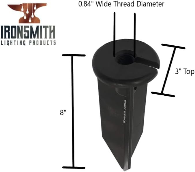 8" Outdoor Light Stake in Black Finish - Support Light Fixture Spikes, Universal Use, Resin Materials, Side, alternate view 2