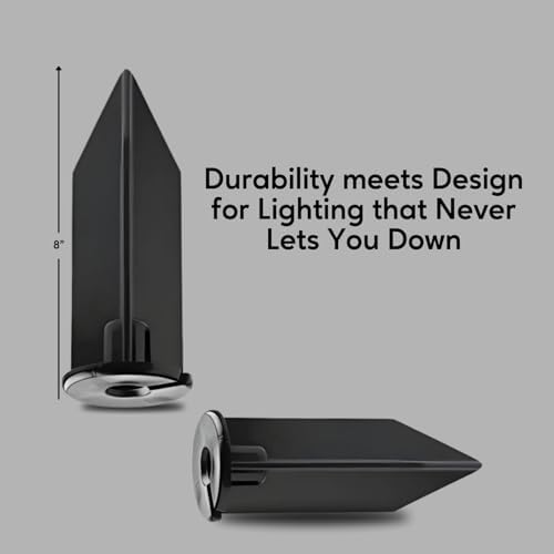 8" Outdoor Light Stake in Black Finish - Support Light Fixture Spikes, Universal Use, Resin Materials, Side, alternate view 5