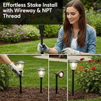 8" Outdoor Light Stake in Black Finish - Support Light Fixture Spikes, Universal Use, Resin Materials, Side, alternate view 7