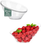 8 Oz Clear Plastic Angled Serving Bowls, 12 Pack in 8oz in Clear