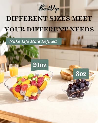 8 Oz Clear Plastic Angled Serving Bowls, 12 Pack in 8oz in Clear, alternate view 3