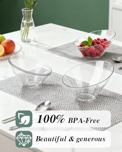 8 Oz Clear Plastic Angled Serving Bowls, 12 Pack in 8oz in Clear, alternate view 4