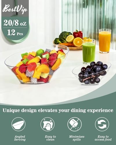 8 Oz Clear Plastic Angled Serving Bowls, 12 Pack in 8oz in Clear, alternate view 6