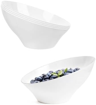 8 Oz White Plastic Angled Serving Bowls, 12 Pack in 8oz in White