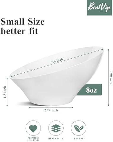 8 Oz White Plastic Angled Serving Bowls, 12 Pack in 8oz in White, alternate view 2