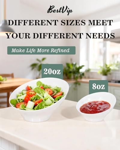 8 Oz White Plastic Angled Serving Bowls, 12 Pack in 8oz in White, alternate view 3