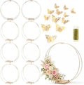 8 Pack 14 Inches Metal Double Floral Hoop Centerpieces with Stand and 38-Yard Paddle Wire Craft Centerpiece
