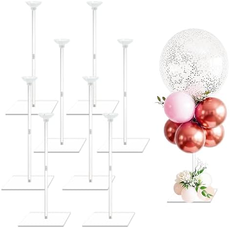 8 Pack 15.75 Inch Clear Acrylic Balloon Stand for Centerpieces in transparent