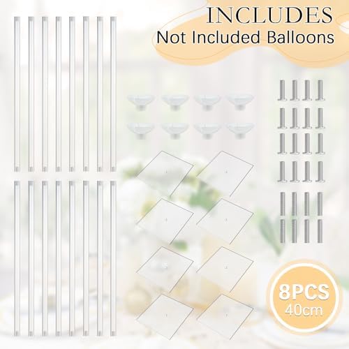 8 Pack 15.75 Inch Clear Acrylic Balloon Stand for Centerpieces in transparent, alternate view 4
