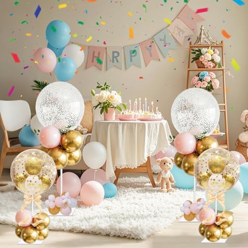 8 Pack 15.75 Inch Clear Acrylic Balloon Stand for Centerpieces in transparent, alternate view 5
