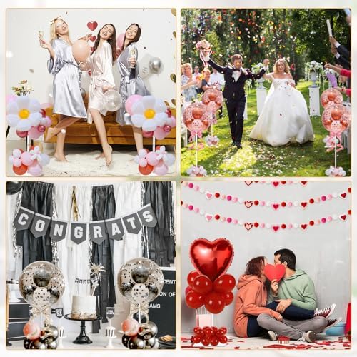 8 Pack 15.75 Inch Clear Acrylic Balloon Stand for Centerpieces in transparent, alternate view 6