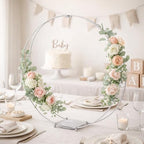 8 Pack 18 Inches Metal Double Floral Hoop Centerpieces with Stand and 38-Yard Paddle Wire Craft Centerpiece, alternate view 7