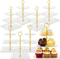 8 Pack 3 Tier Cupcake Stand Bulk Tiered Dessert Stand, Clear in Clear