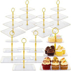 8 Pack 3 Tier Cupcake Stand Bulk Tiered Dessert Stand, Clear in Clear