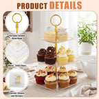 8 Pack 3 Tier Cupcake Stand Bulk Tiered Dessert Stand, Clear in Clear, alternate view 4