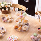 8 Pack 3 Tier Cupcake Stand Bulk Tiered Dessert Stand Thick Plastic Serving Tray with Gold Edges Dessert Table, alternate