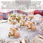 8 Pack 3 Tier Cupcake Stand Bulk Tiered Dessert Stand Thick Plastic Serving Tray with Gold Edges Dessert Table, alternate