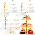 8 Pack 3 Tier Cupcake Stand Bulk Tiered Dessert Stand, White in White