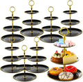 8 Pack 3 Tier Plastic Cupcake Stand Bulk, Black, Round in Black