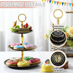 8 Pack 3 Tier Plastic Cupcake Stand Bulk, Black, Round in Black, alternate view 3