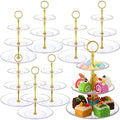 8 Pack 3 Tier Plastic Cupcake Stand Bulk, Clear, Round in Clear
